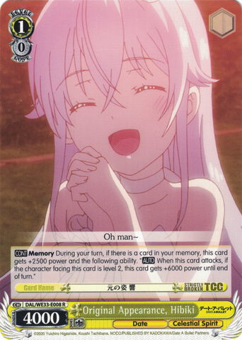 DAL/WE33-E008 Original Appearance, Hibiki - Date A Bullet Extra Booster English Weiss Schwarz Trading Card Game