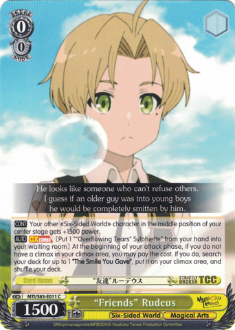 MTI/S83-E011 "Friends" Rudeus - Mushoku Tensei English Weiss Schwarz Trading Card Game