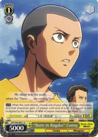 AOT/S50-E011 "Born in Ragako" Conny - Attack On Titan Vol.2 English Weiss Schwarz Trading Card Game