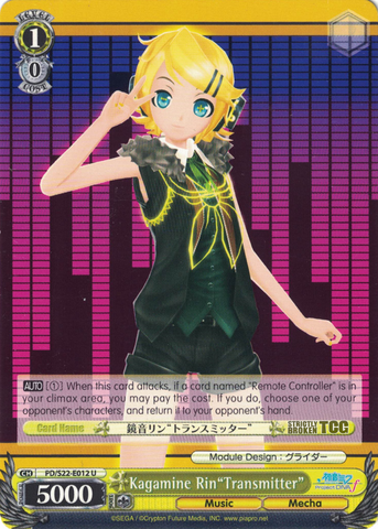 PD/S22-E012 Kagamine Rin"Transmitter" - Hatsune Miku -Project DIVA- ƒ English Weiss Schwarz Trading Card Game