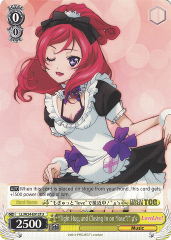 LL/W24-E012f "Tight Hug, and Closing In on "love"!" μ's - Love Live! English Weiss Schwarz Trading Card Game