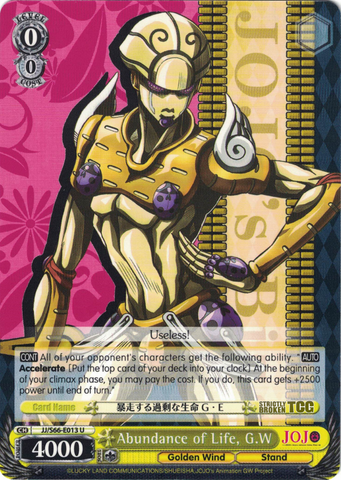 JJ/S66-E013 Abundance of Life, G.W - JoJo's Bizarre Adventure: Golden Wind English Weiss Schwarz Trading Card Game
