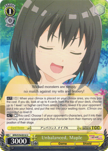 BFR/S78-E016 Unbalanced, Maple - BOFURI: I Don't Want to Get Hurt, so I'll Max Out My Defense. English Weiss Schwarz Trading Card Game