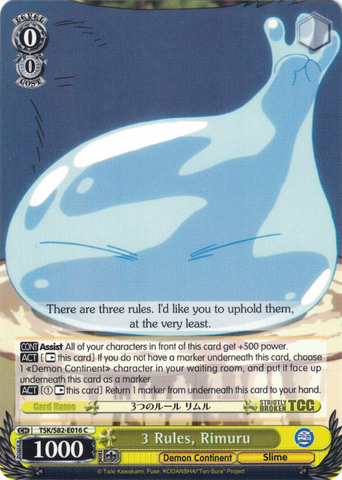 TSK/S82-E016 3 Rules, Rimuru - That Time I Got Reincarnated as a Slime Vol. 2 English Weiss Schwarz Trading Card Game