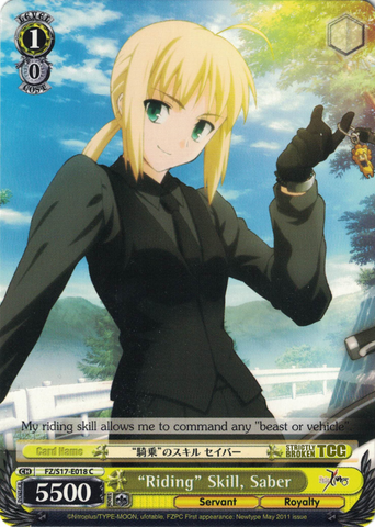 FZ/S17-E018 "Riding" Skill, Saber - Fate/Zero English Weiss Schwarz Trading Card Game