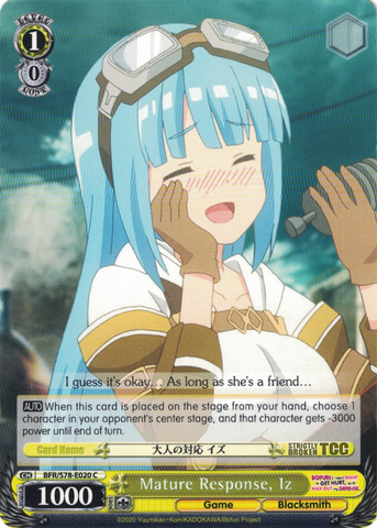 BFR/S78-E020 Mature Response, Iz - BOFURI: I Don't Want to Get Hurt, so I'll Max Out My Defense. English Weiss Schwarz Trading Card Game