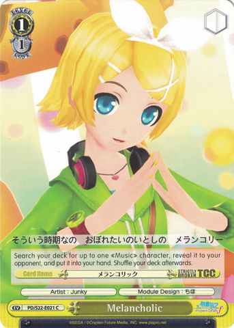 PD/S22-E021 Melancholic - Hatsune Miku -Project DIVA- ƒ English Weiss Schwarz Trading Card Game
