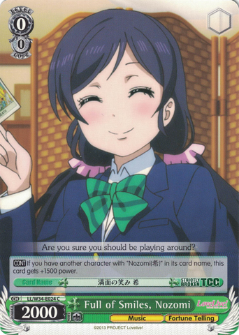 LL/W34-E024 Full of Smiles, Nozomi - Love Live! Vol.2 English Weiss Schwarz Trading Card Game