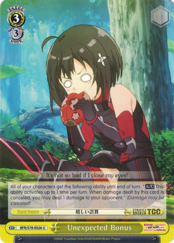 BFR/S78-E026 Unexpected Bonus - BOFURI: I Don't Want to Get Hurt, so I'll Max Out My Defense. English Weiss Schwarz Trading Card Game