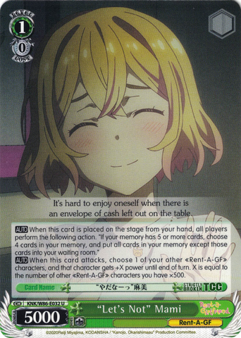 KNK/W86-E032 "Let's Not" Mami - Rent-A-Girlfriend Weiss Schwarz English Trading Card Game