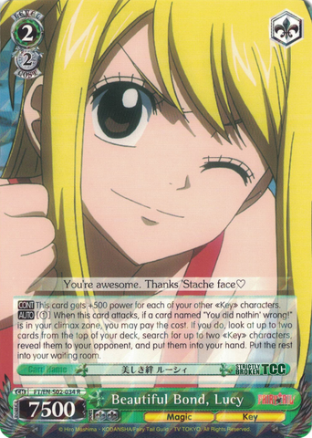 FT/EN-S02-034 Beautiful Bond, Lucy - Fairy Tail English Weiss Schwarz Trading Card Game