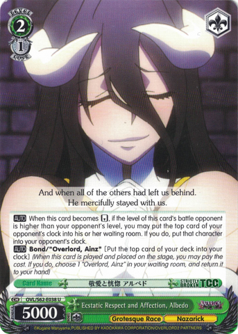 OVL/S62-E038 Ecstatic Respect and Affection, Albedo - Nazarick: Tomb of the Undead English Weiss Schwarz Trading Card Game