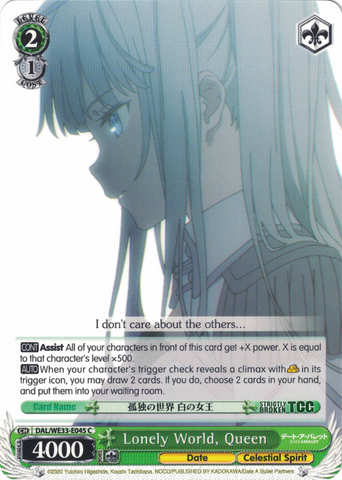 DAL/WE33-E045 Lonely World, Queen - Date A Bullet Extra Booster English Weiss Schwarz Trading Card Game