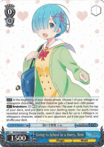 RZ/S55-E064 Going to School in a Hurry, Rem - Re:ZERO -Starting Life in Another World- Vol.2 English Weiss Schwarz Trading Card Game
