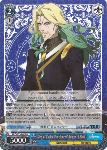 APO/S53-E072 "King of Capital Punishment" Lancer of Black - Fate/Apocrypha English Weiss Schwarz Trading Card Game