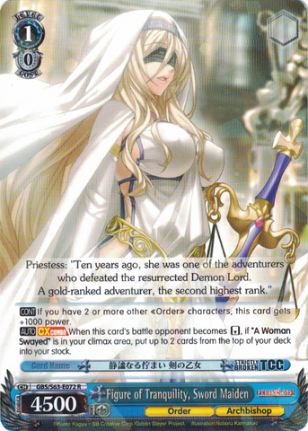 GBS/S63-E072 Figure of Tranquility, Sword Maiden - Goblin Slayer English Weiss Schwarz Trading Card Game