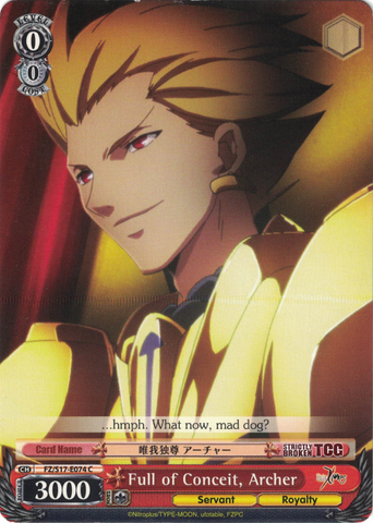FZ/S17-E074 Full of Conceit, Archer - Fate/Zero English Weiss Schwarz Trading Card Game