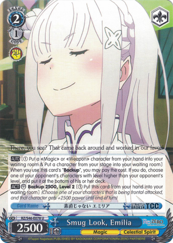 RZ/S46-E078 Smug Look, Emilia - Re:ZERO -Starting Life in Another World- Vol. 1 English Weiss Schwarz Trading Card Game