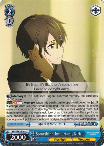SAO/S80-E088 Something Important, Kirito - Sword Art Online -Alicization- Vol. 2 English Weiss Schwarz Trading Card Game