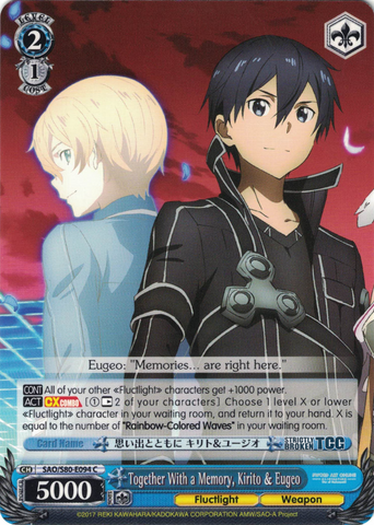 SAO/S80-E094 Together With a Memory, Kirito & Eugeo - Sword Art Online -Alicization- Vol. 2 English Weiss Schwarz Trading Card Game