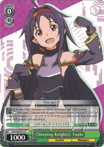 SAO/SE26-E13 《Sleeping Knights》 Yuuki - Sword Art Online Ⅱ Vol.2 Extra Booster English Weiss Schwarz Trading Card Game