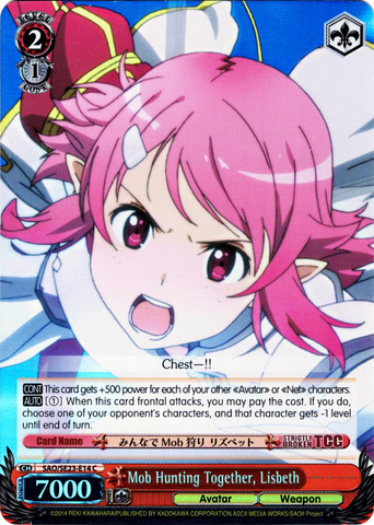 SAO/SE23-E14	Mob Hunting Together, Lisbeth (Foil) - Sword Art Online II Extra Booster English Weiss Schwarz Trading Card Game