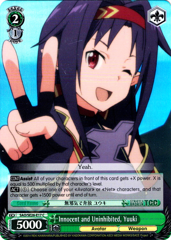 SAO/SE26-E17 Innocent and Uninhibited, Yuuki (Foil) - Sword Art Online Ⅱ Vol.2 Extra Booster English Weiss Schwarz Trading Card Game