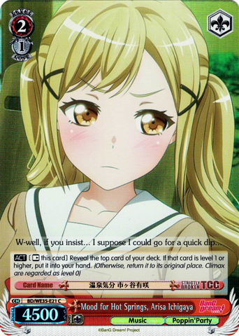 BD/WE35-E21 Mood for Hot Springs, Arisa Ichigaya (Foil) - Bang Dream! Poppin' Party X Roselia Extra Booster Weiss Schwarz English Trading Card Game