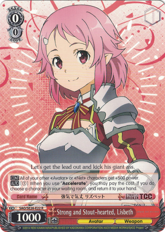 SAO/SE26-E22 Strong and Stout-hearted, Lisbeth - Sword Art Online Ⅱ Vol.2 Extra Booster English Weiss Schwarz Trading Card Game