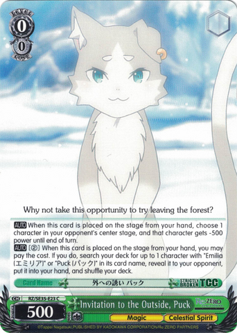 RZ/SE35-E23 Invitation to the Outside, Puck - Re:ZERO -Starting Life in Another World- The Frozen Bond English Weiss Schwarz Trading Card Game