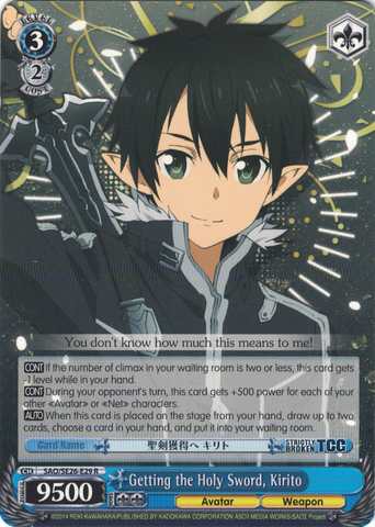 SAO/SE26-E29 Getting the Holy Sword, Kirito - Sword Art Online Ⅱ Vol.2 Extra Booster English Weiss Schwarz Trading Card Game