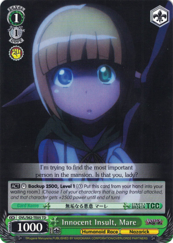 OVL/S62-TE05 Innocent Insult, Mare - Nazarick: Tomb of the Undead Trial Deck English Weiss Schwarz Trading Card Game