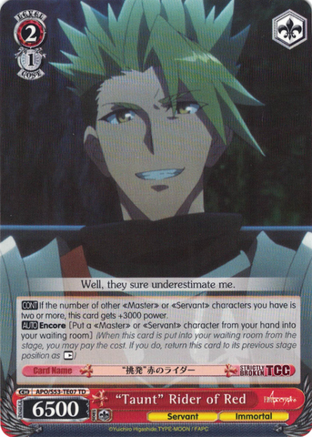 APO/S53-TE07 "Taunt" Rider of Red - Fate/Apocrypha Trial Deck English Weiss Schwarz Trading Card Game