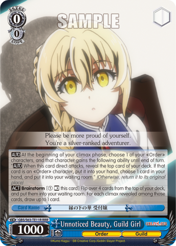 GBS/S63-TE11R Unnoticed Beauty, Guild Girl (Foil) - Goblin Slayer English Weiss Schwarz Trading Card Game