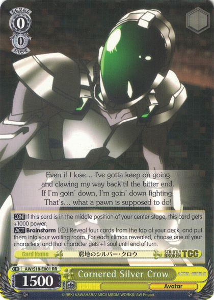 AW/S18-E001 Cornered Silver Crow - Accel World English Weiss Schwarz Trading Card Game