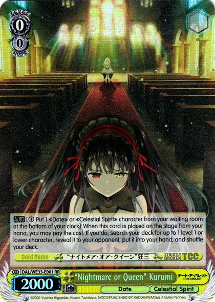 DAL/WE33-E001 "Nightmare or Queen" Kurumi (Foil) - Date A Bullet Extra Booster English Weiss Schwarz Trading Card Game