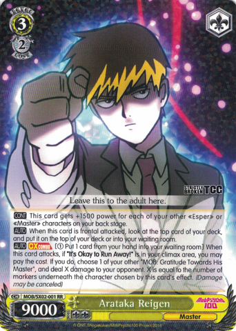 MOB/SX02-001 Arataka Reigen - Mob Psycho 100 English Weiss Schwarz Trading Card Game