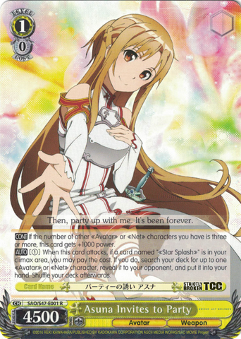 SAO/S47-E001 Asuna Invites to Party - Sword Art Online Re: Edit English Weiss Schwarz Trading Card Game