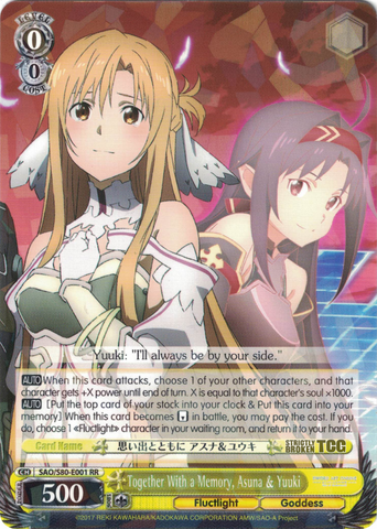 SAO/S80-E001 Together With a Memory, Asuna & Yuuki - Sword Art Online -Alicization- Vol. 2 English Weiss Schwarz Trading Card Game