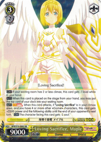 BFR/S78-E002 Loving Sacrifice, Maple - BOFURI: I Don't Want to Get Hurt, so I'll Max Out My Defense. English Weiss Schwarz Trading Card Game