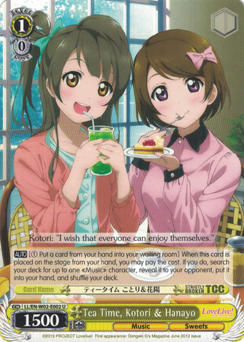 LL/EN-W02-E002 Tea Time, Kotori & Hanayo - Love Live! DX Vol.2 English Weiss Schwarz Trading Card Game
