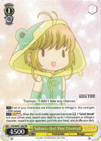 CCS/WX01-002 Sakura: Got You Covered - Cardcaptor Sakura English Weiss Schwarz Trading Card Game