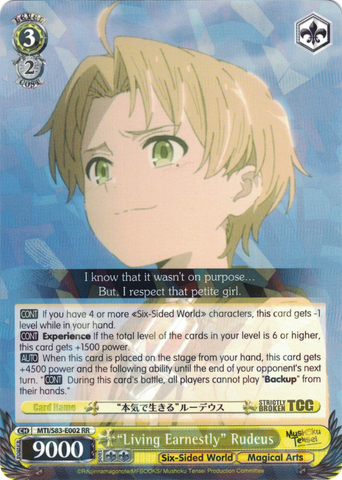 MTI/S83-E002 "Living Earnestly" Rudeus - Mushoku Tensei English Weiss Schwarz Trading Card Game