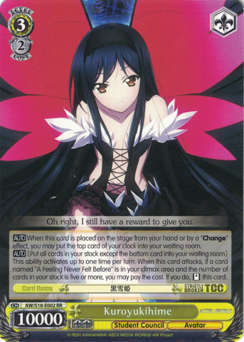 AW/S18-E002 Kuroyukihime - Accel World English Weiss Schwarz Trading Card Game