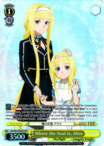 SAO/S80-E002OFR Where the Soul Is, Alice (Foil) - Sword Art Online -Alicization- Vol. 2 English Weiss Schwarz Trading Card Game