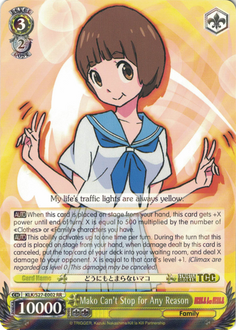 KLK/S27-E002 Mako Can't Stop for Any Reason -Kill la Kill English Weiss Schwarz Trading Card Game