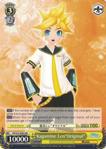 PD/S22-E002 Kagamine Len"Original" - Hatsune Miku -Project DIVA- ƒ English Weiss Schwarz Trading Card Game