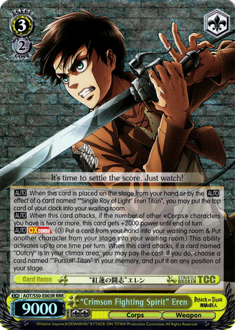 AOT/S50-E003R "Crimson Fighting Spirit" Eren (Foil) - Attack On Titan Vol.2 English Weiss Schwarz Trading Card Game