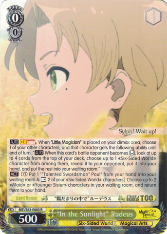 MTI/S83-E003 "In the Sunlight" Rudeus - Mushoku Tensei English Weiss Schwarz Trading Card Game