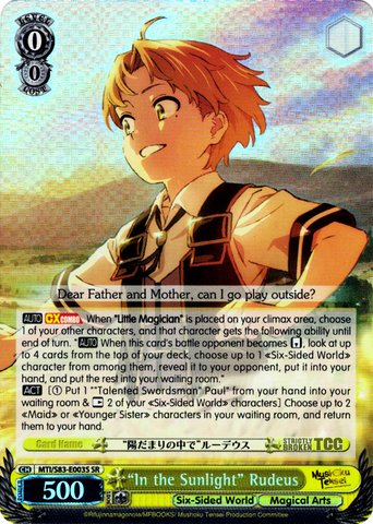 MTI/S83-E003S "In the Sunlight" Rudeus (Foil) - Mushoku Tensei English Weiss Schwarz Trading Card Game